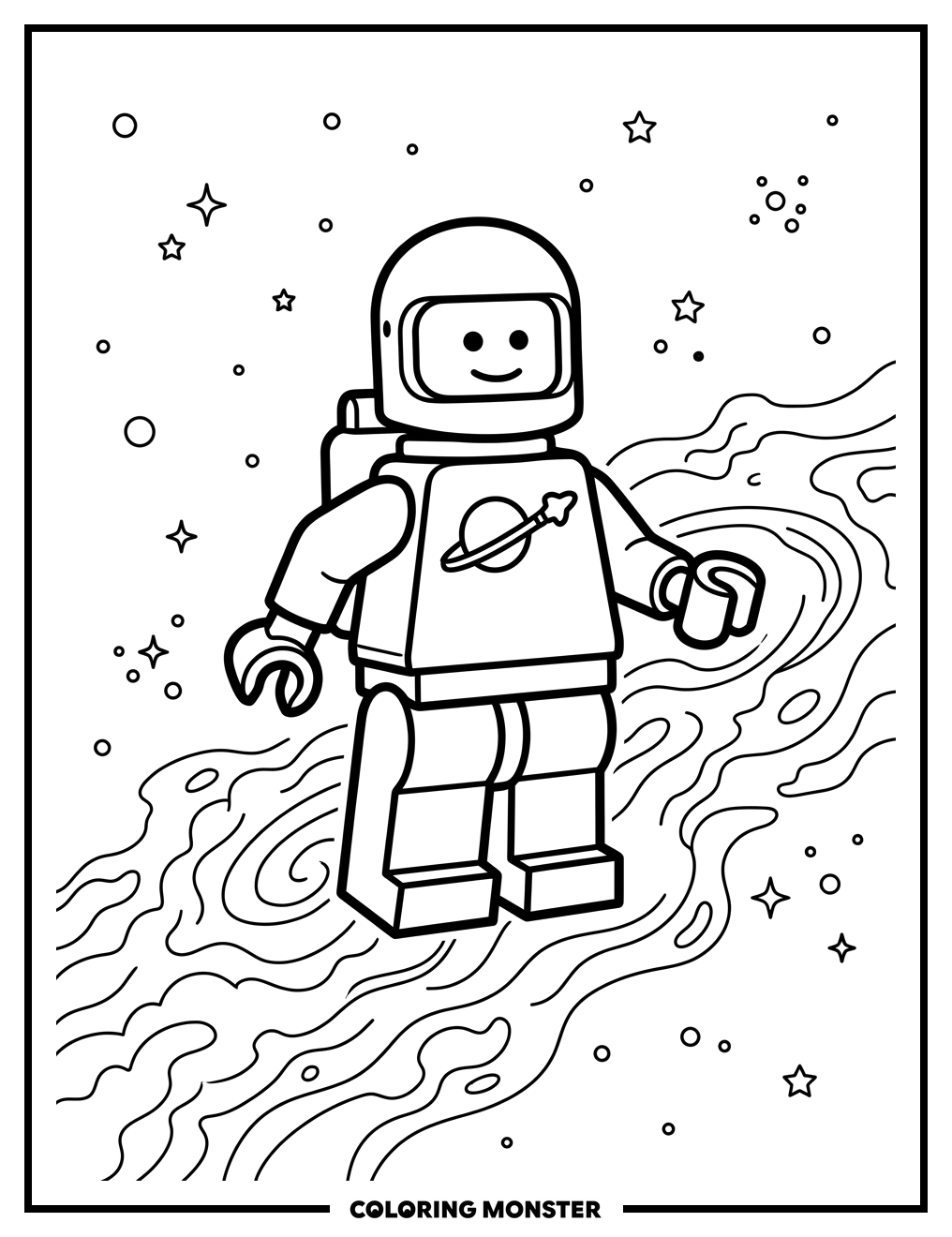 Astronaut Floating in Space Coloring Page