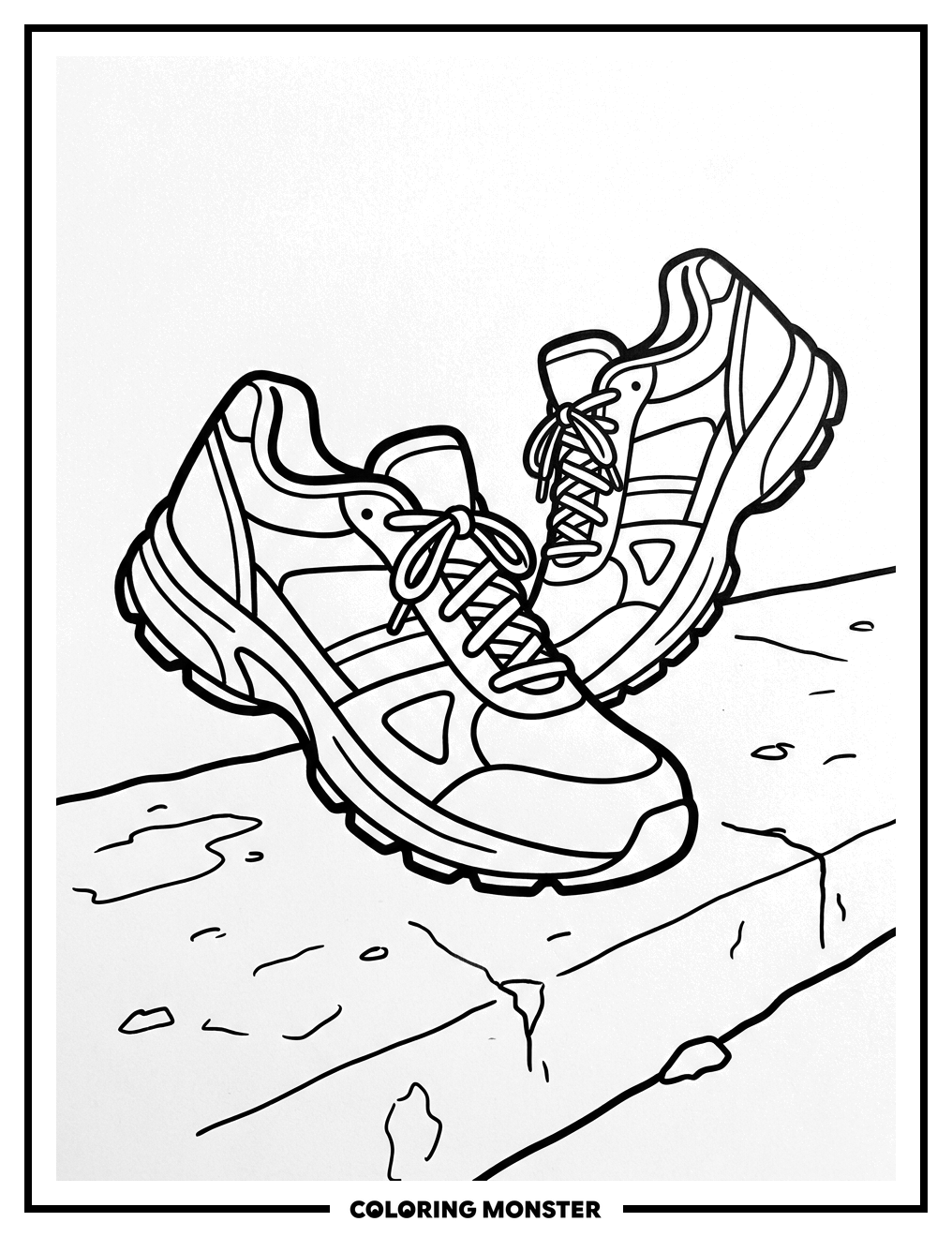 Athletic Sneakers in Motion Coloring Page