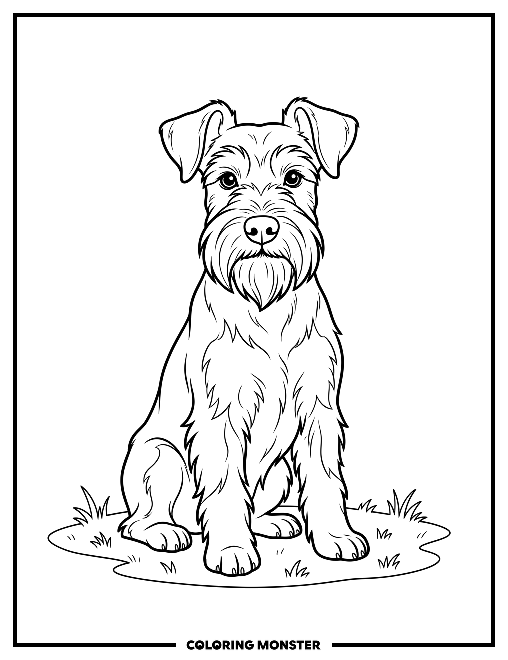 Attentive Schnauzer Dog Coloring Page