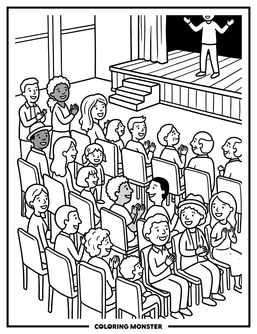 Audience Watching A Stage Coloring Page