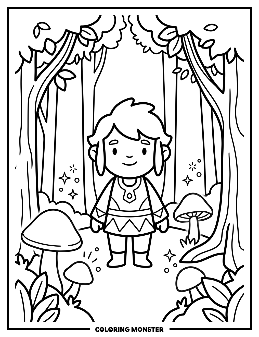 Aurasma Character in Enchanted Forest Coloring Page