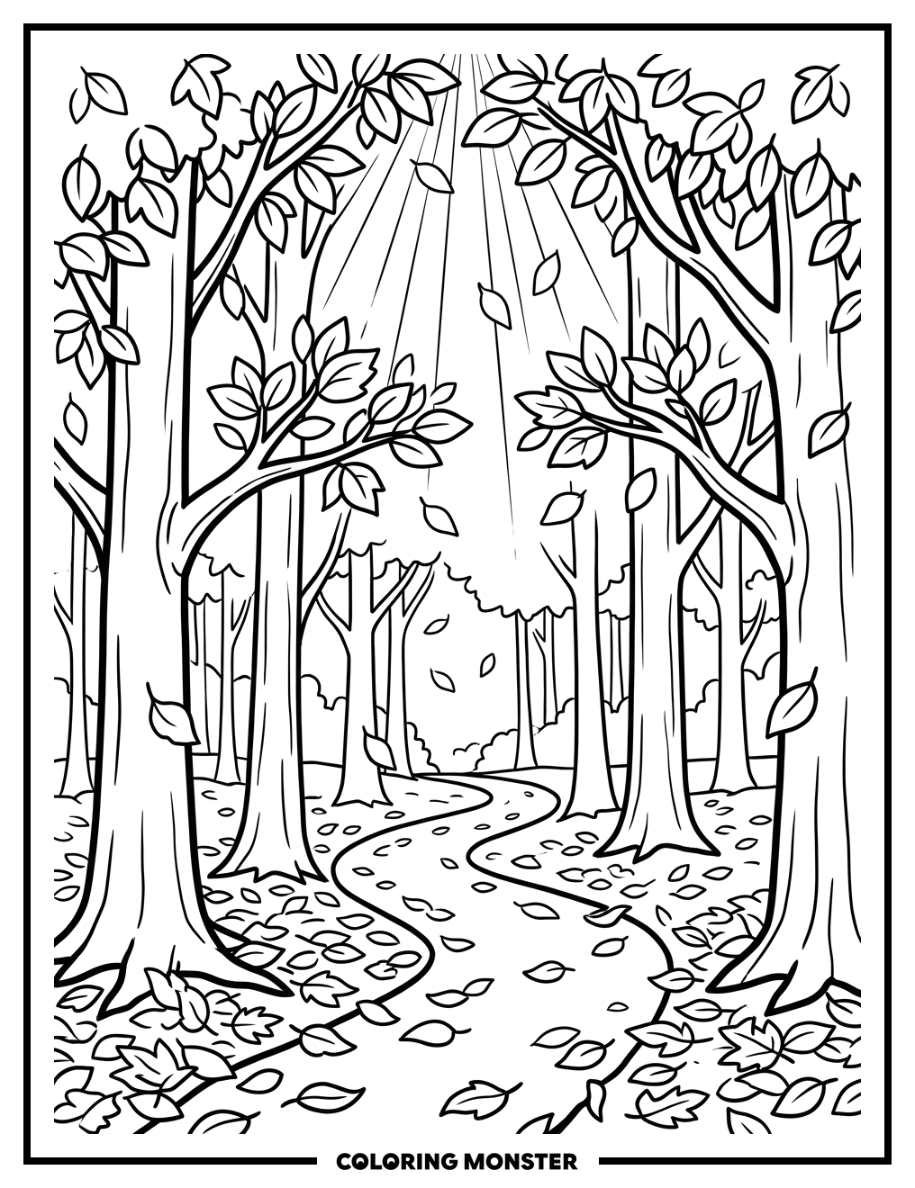 Autumn Forest Path Coloring Page