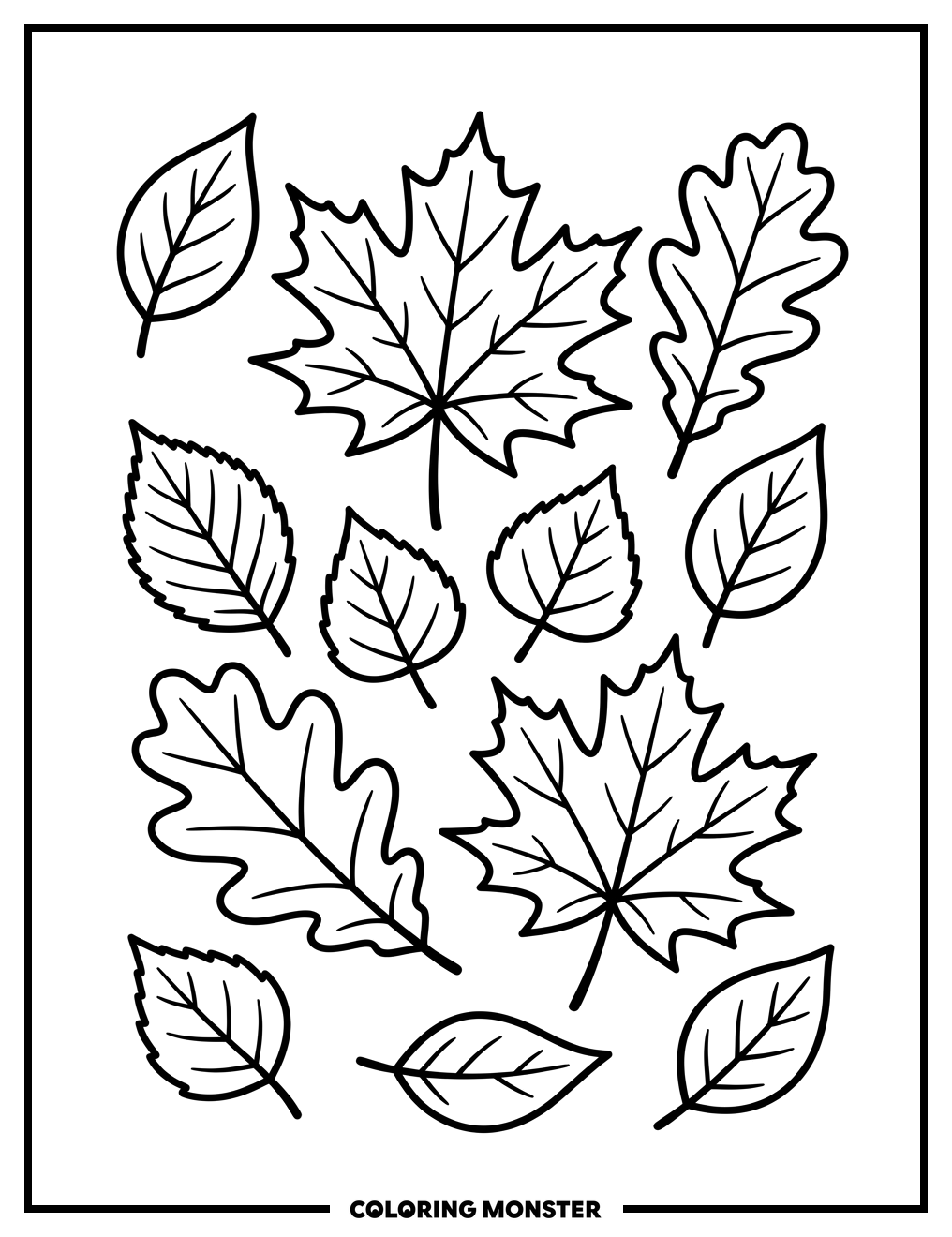 Autumn Leaves Arrangement Coloring Page