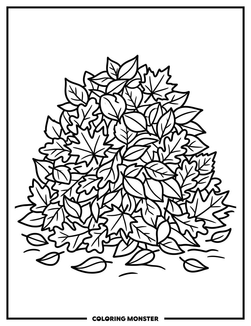 Autumn Leaves Pile Coloring Page
