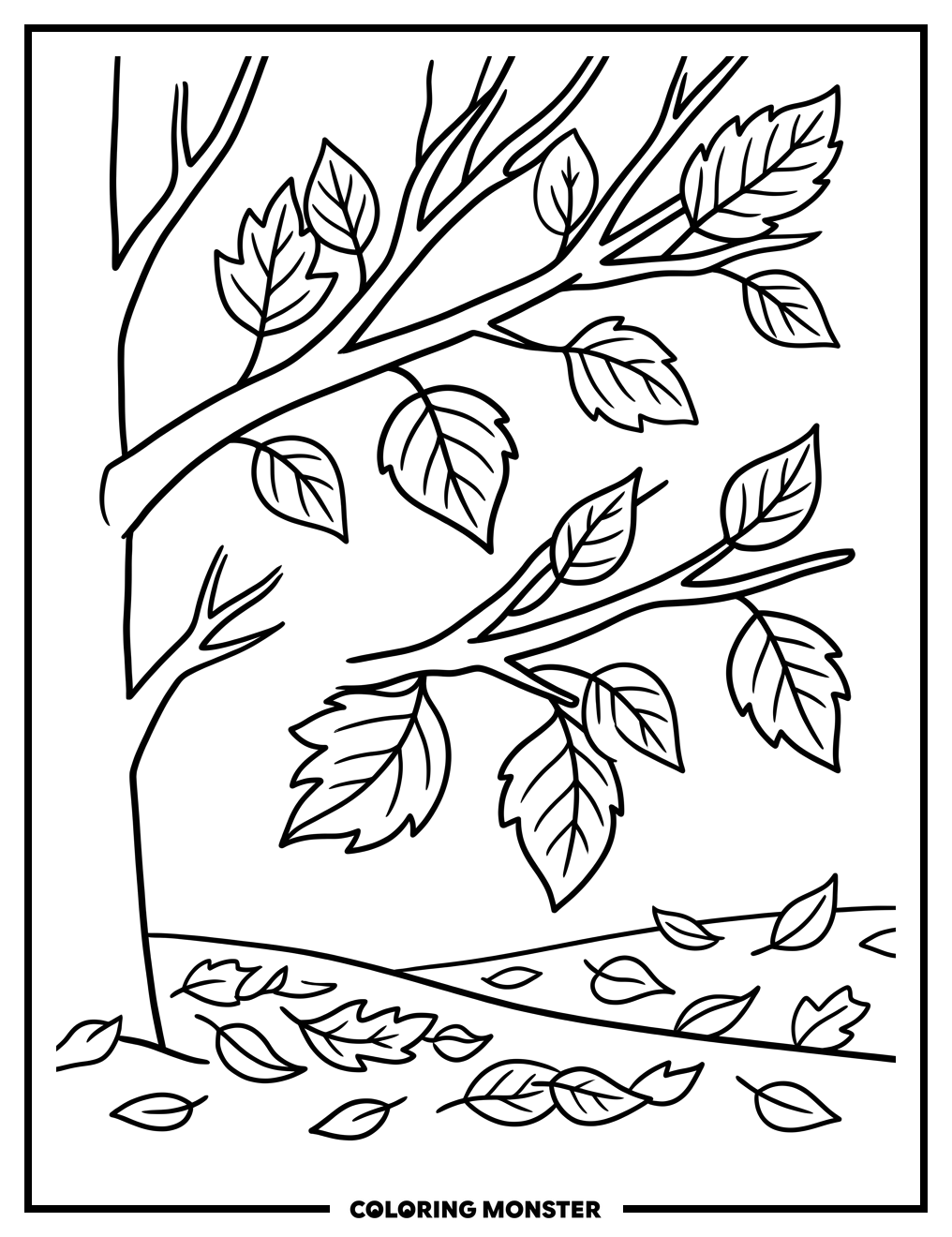 Autumn Tree Branches Coloring Page