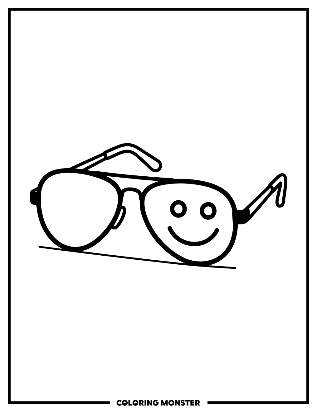 Aviator Sunglasses With Smiley Face Coloring Page