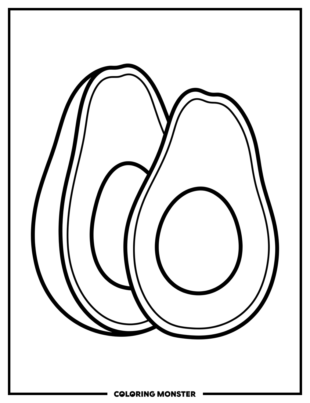 Avocado Halved Coloring Page