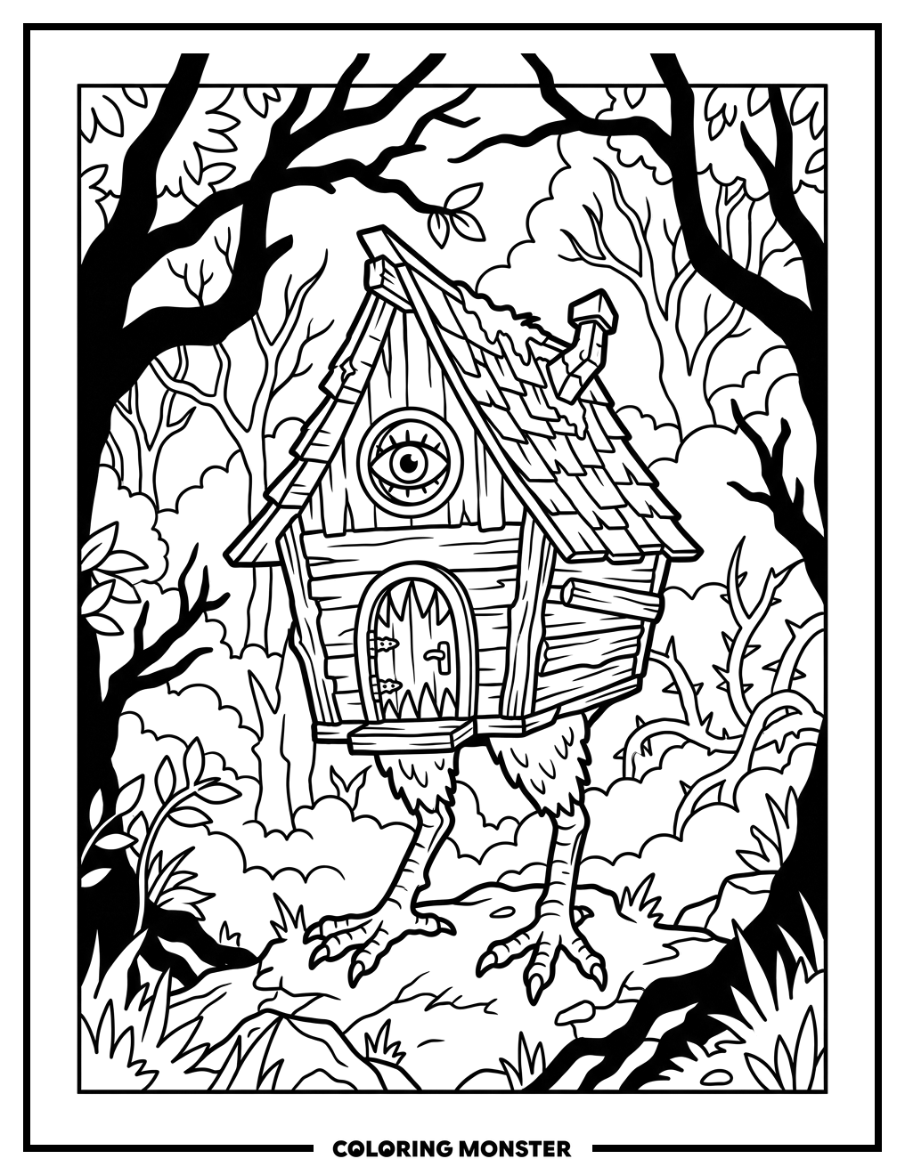 Baba Yaga's Hut Coloring Page