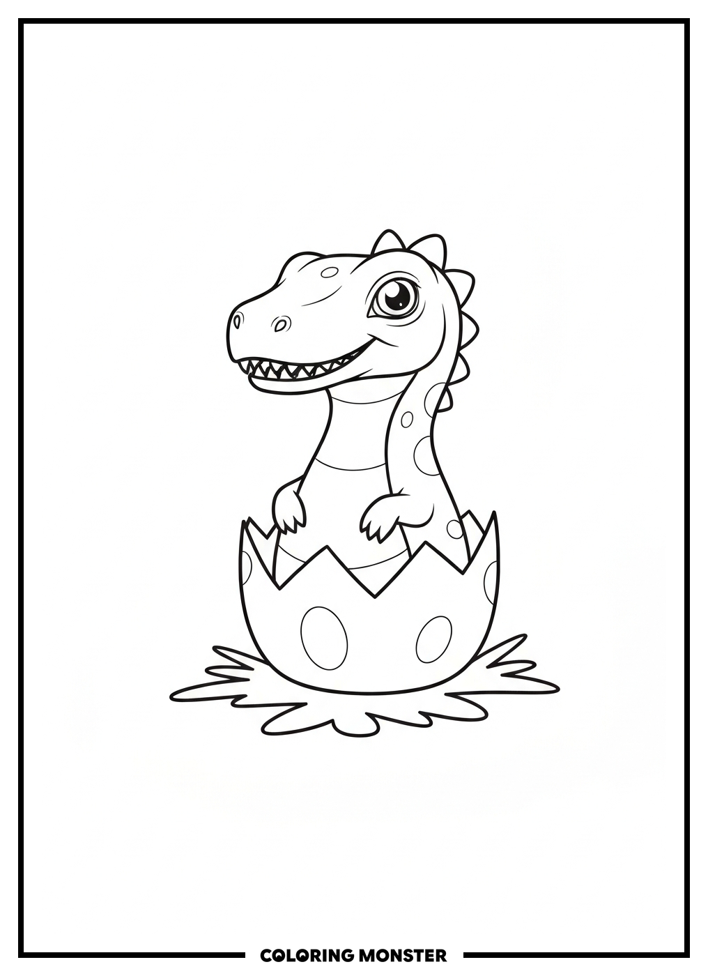 Baby Dinosaur Hatching From An Egg Coloring Page