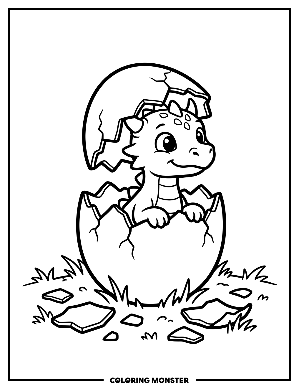 Baby Dragon Emerging From Egg Coloring Page