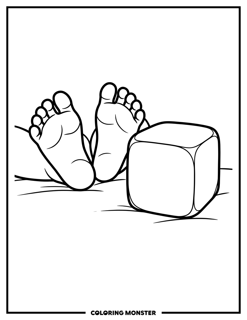 Baby Feet and Building Block Coloring Page