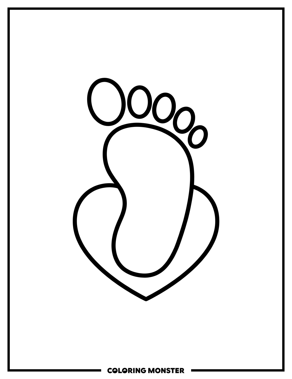Baby Footprint Heart Coloring Page