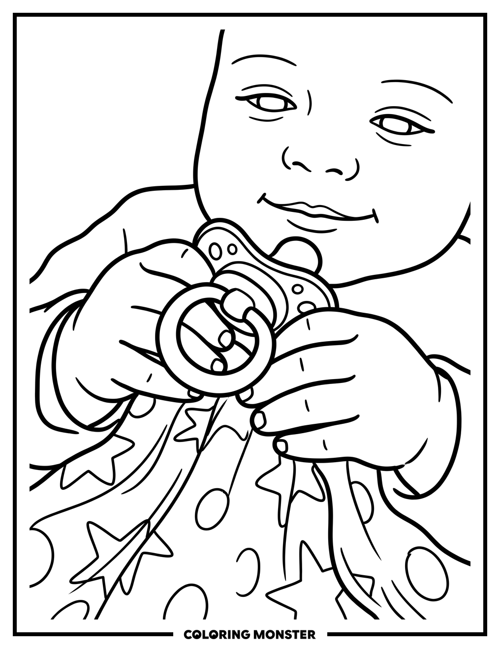 Baby Hands Holding Pacifier Coloring Page