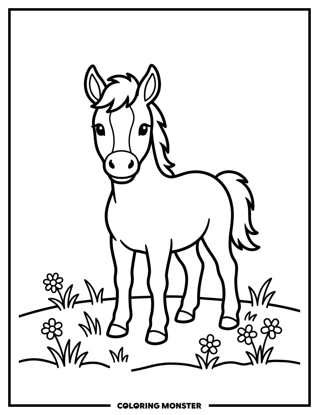 Baby Horse in a Field Coloring Page