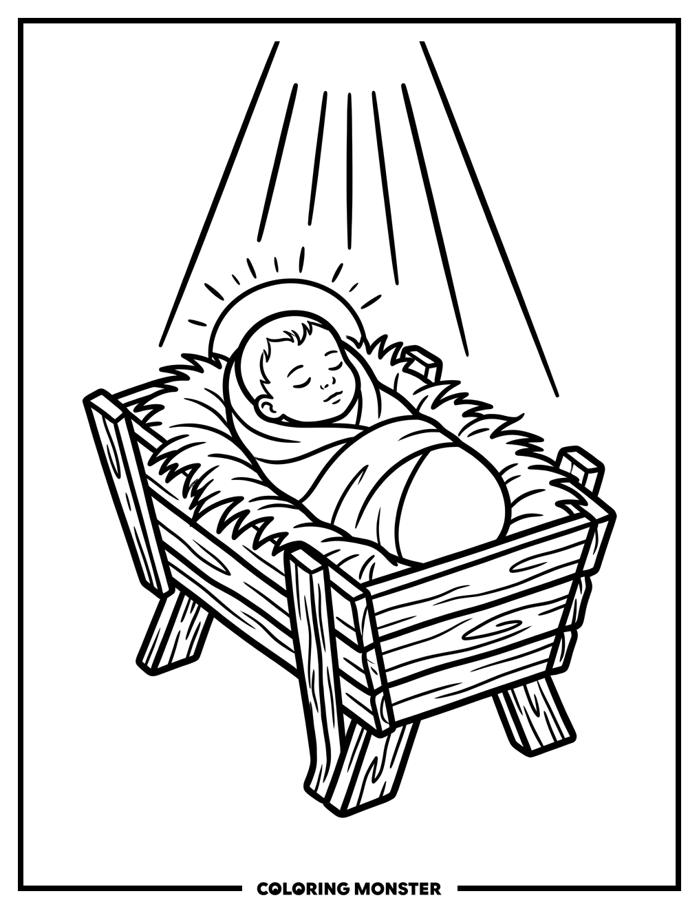Baby Jesus in Manger Coloring Page