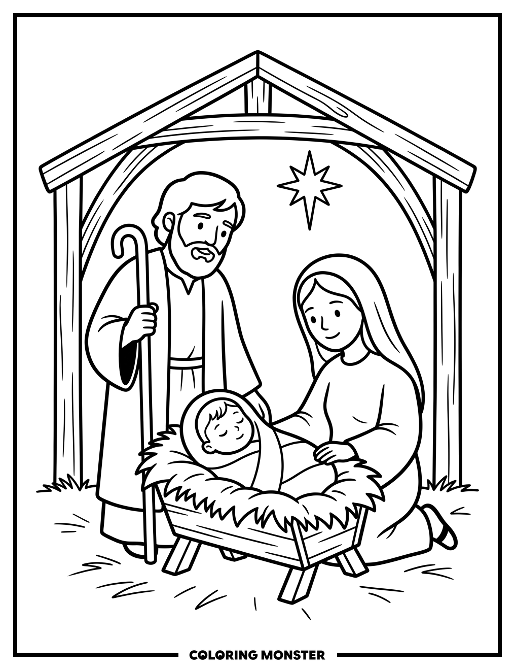 Baby Jesus in Manger Coloring Page