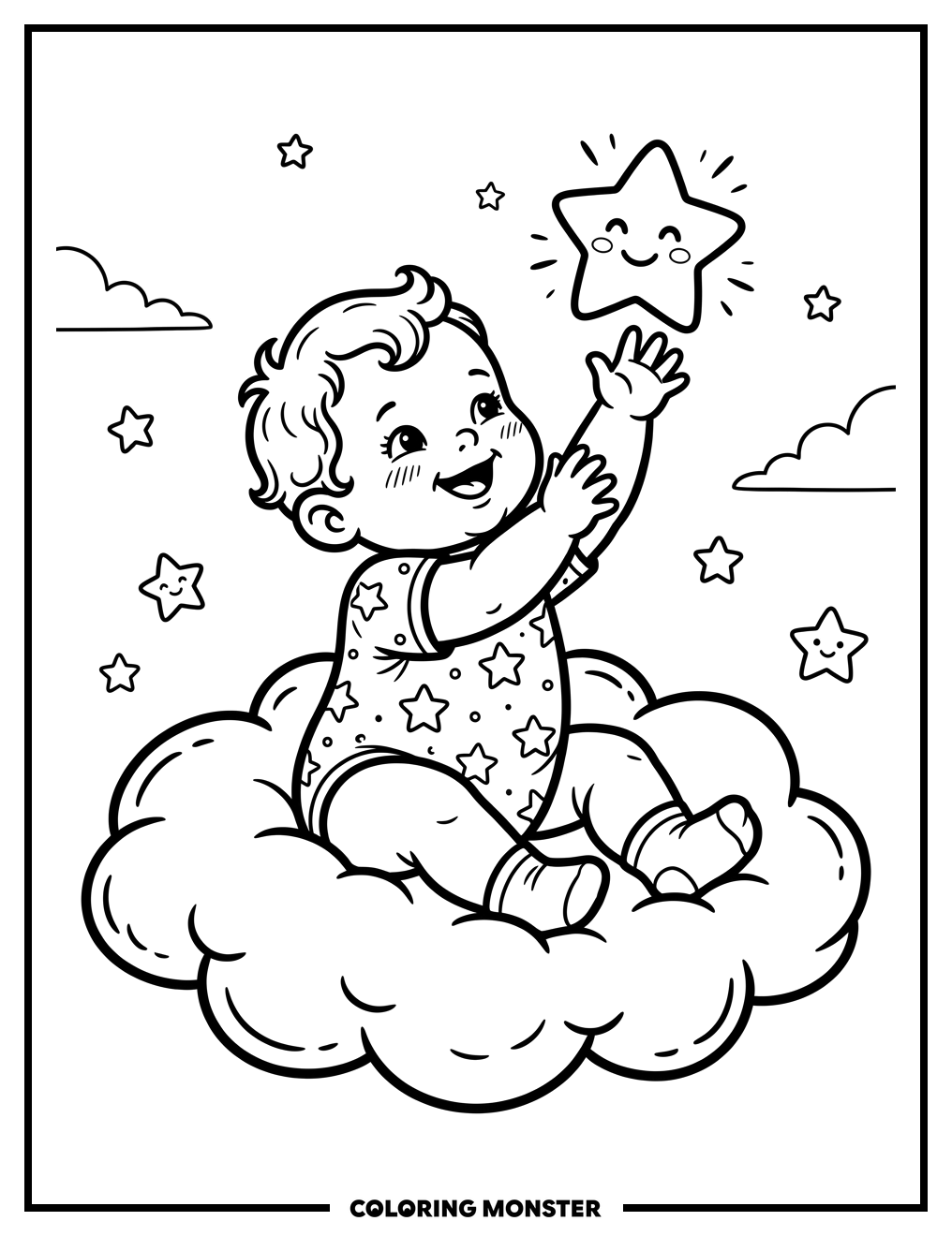 Baby on Cloud With Star
