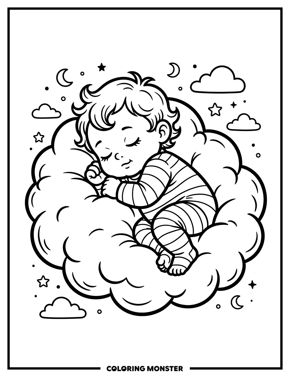 Baby Sleeping On A Fluffy Cloud