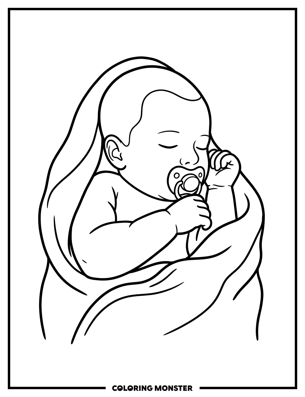 Baby Sleeping Peacefully Coloring Page