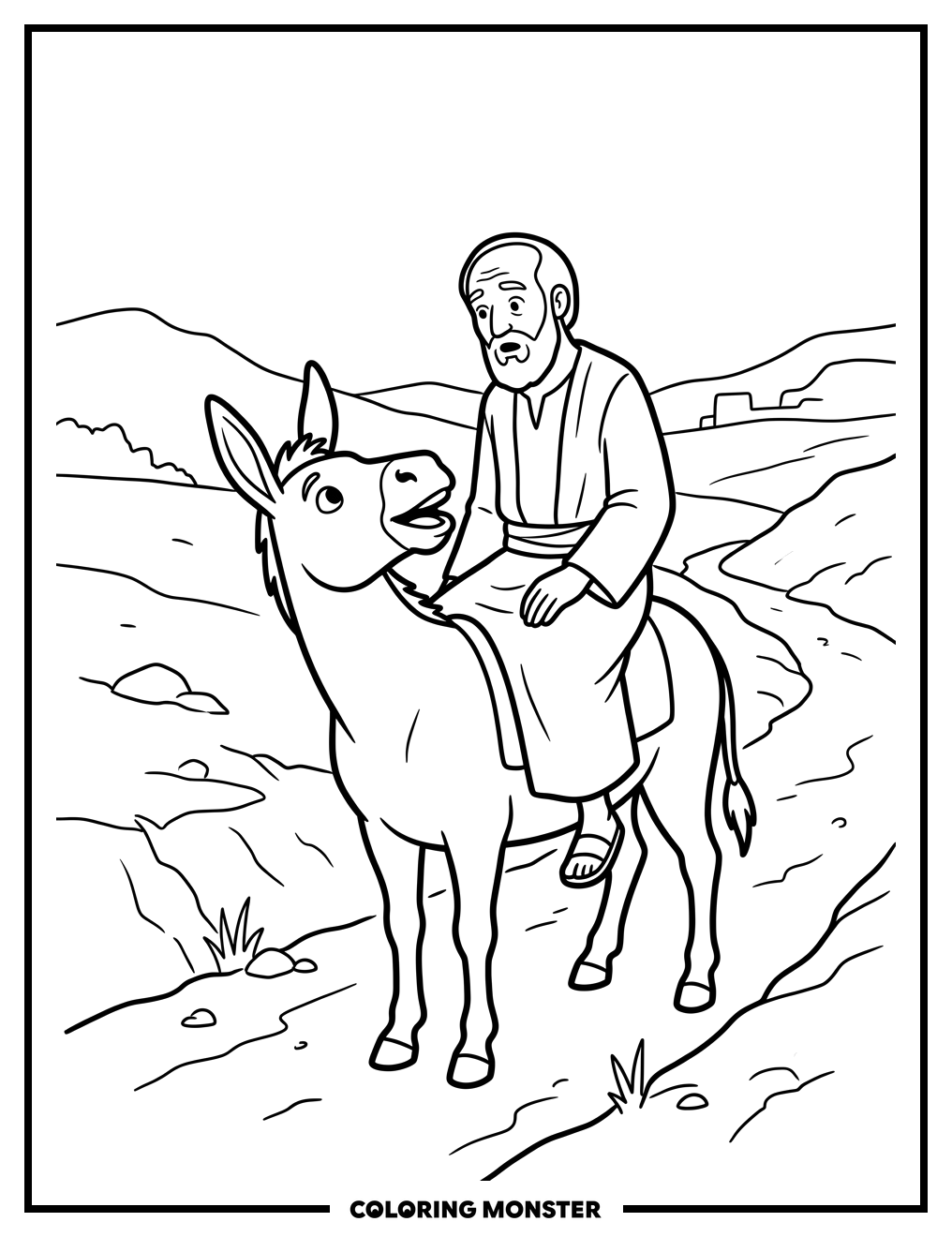 Balaam and the Talking Donkey Coloring Page