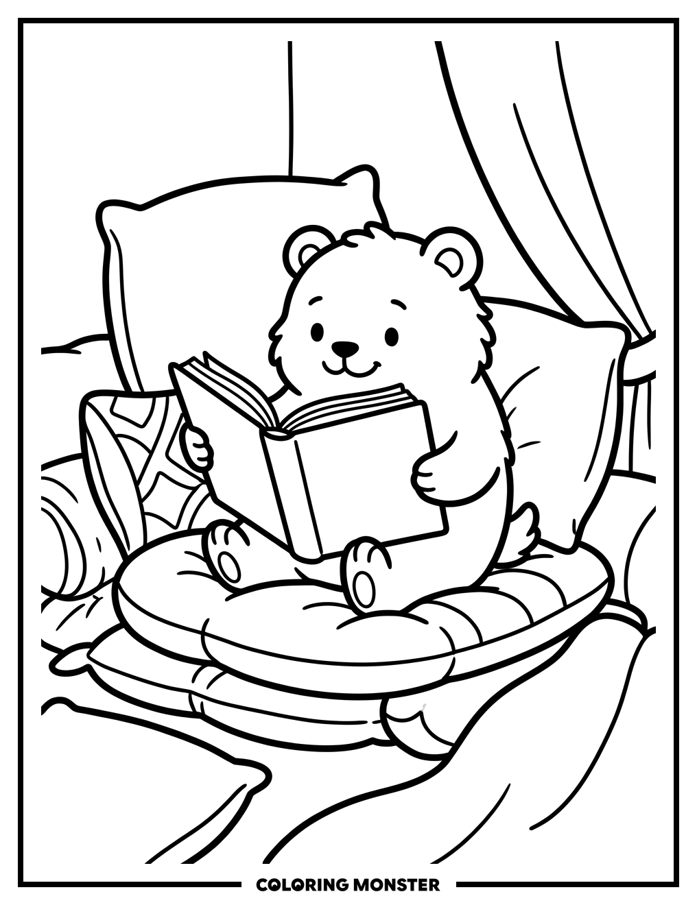 Balak Reading on Cushions Coloring Page
