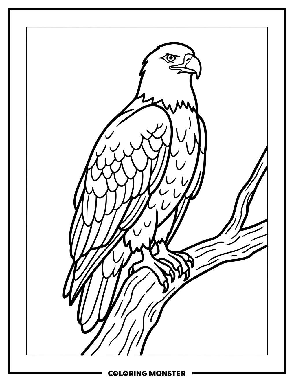 Bald Eagle on a Branch Coloring Page