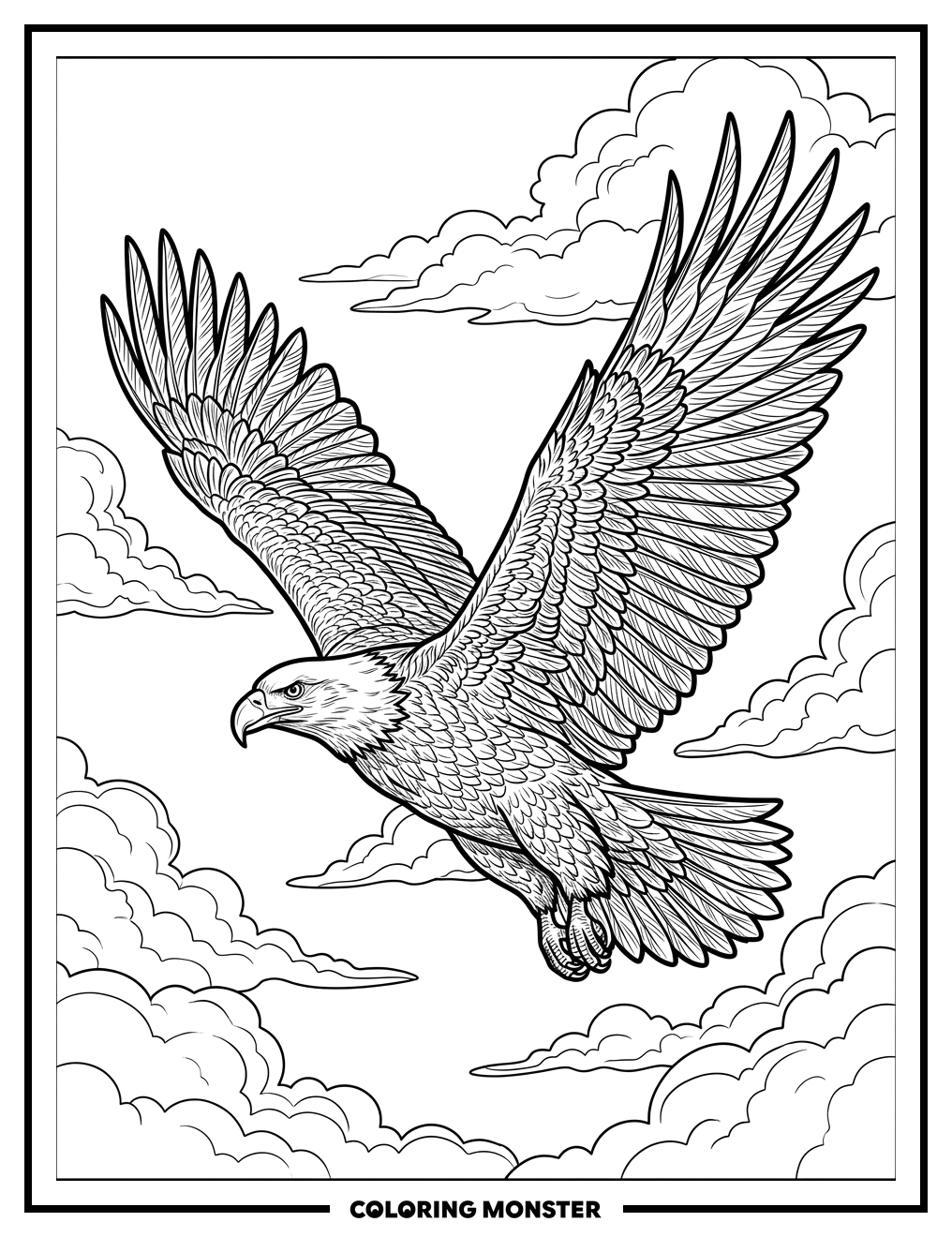 Bald Eagle Soaring High Coloring Page