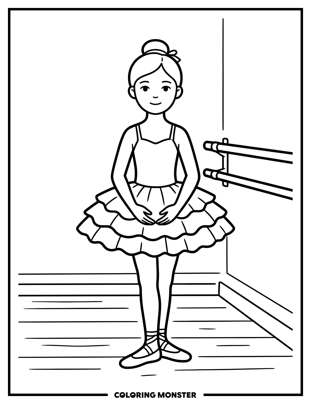 Ballerina at Dance Barre Coloring Page