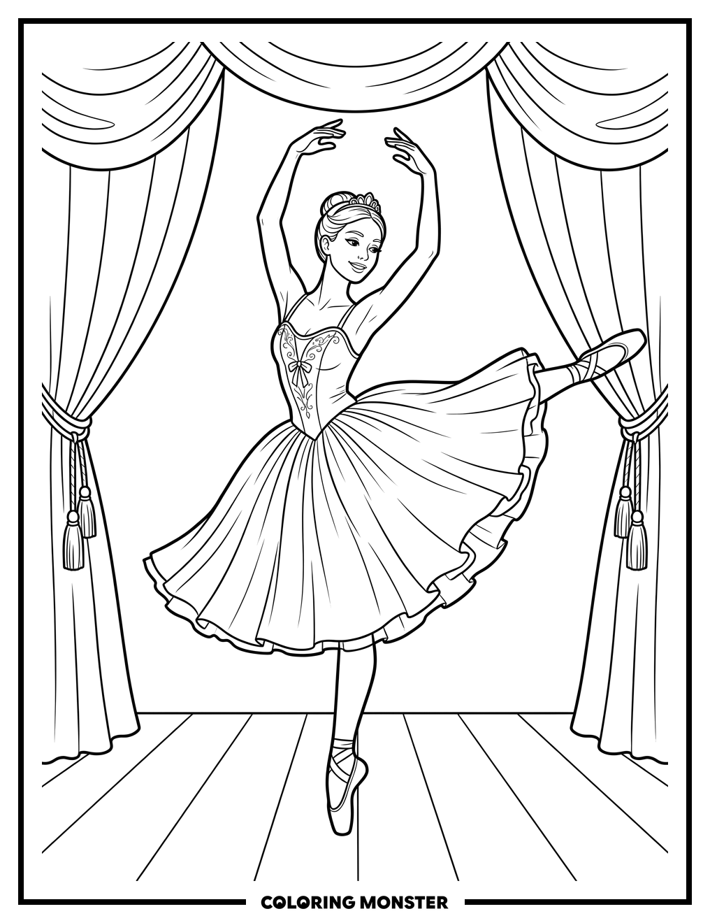 Ballerina in a Pirouette Coloring Page