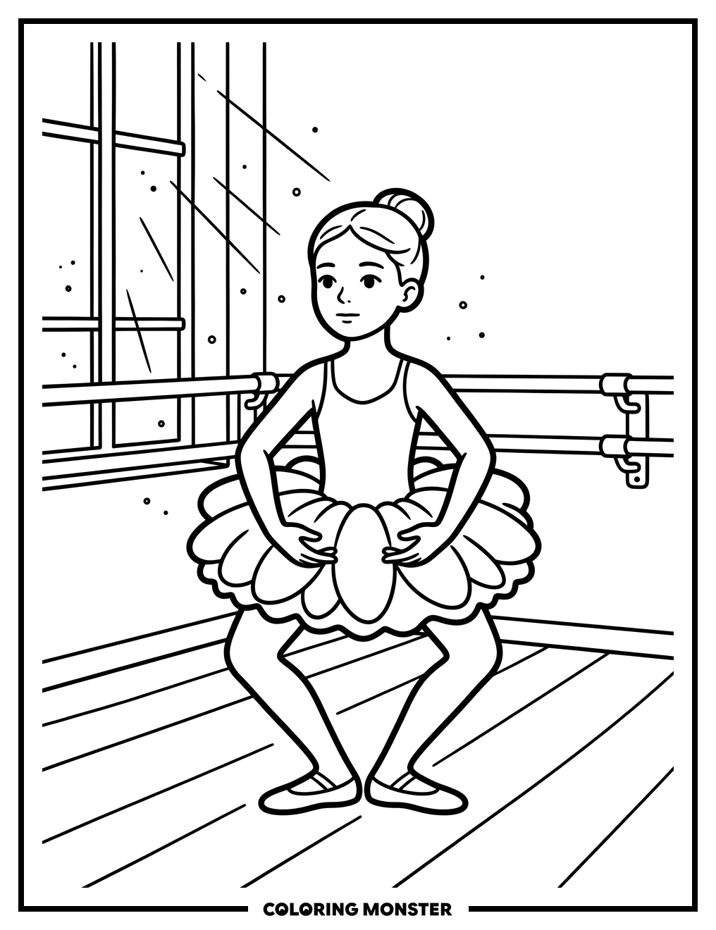 Ballerina Performing a Plié Coloring Page