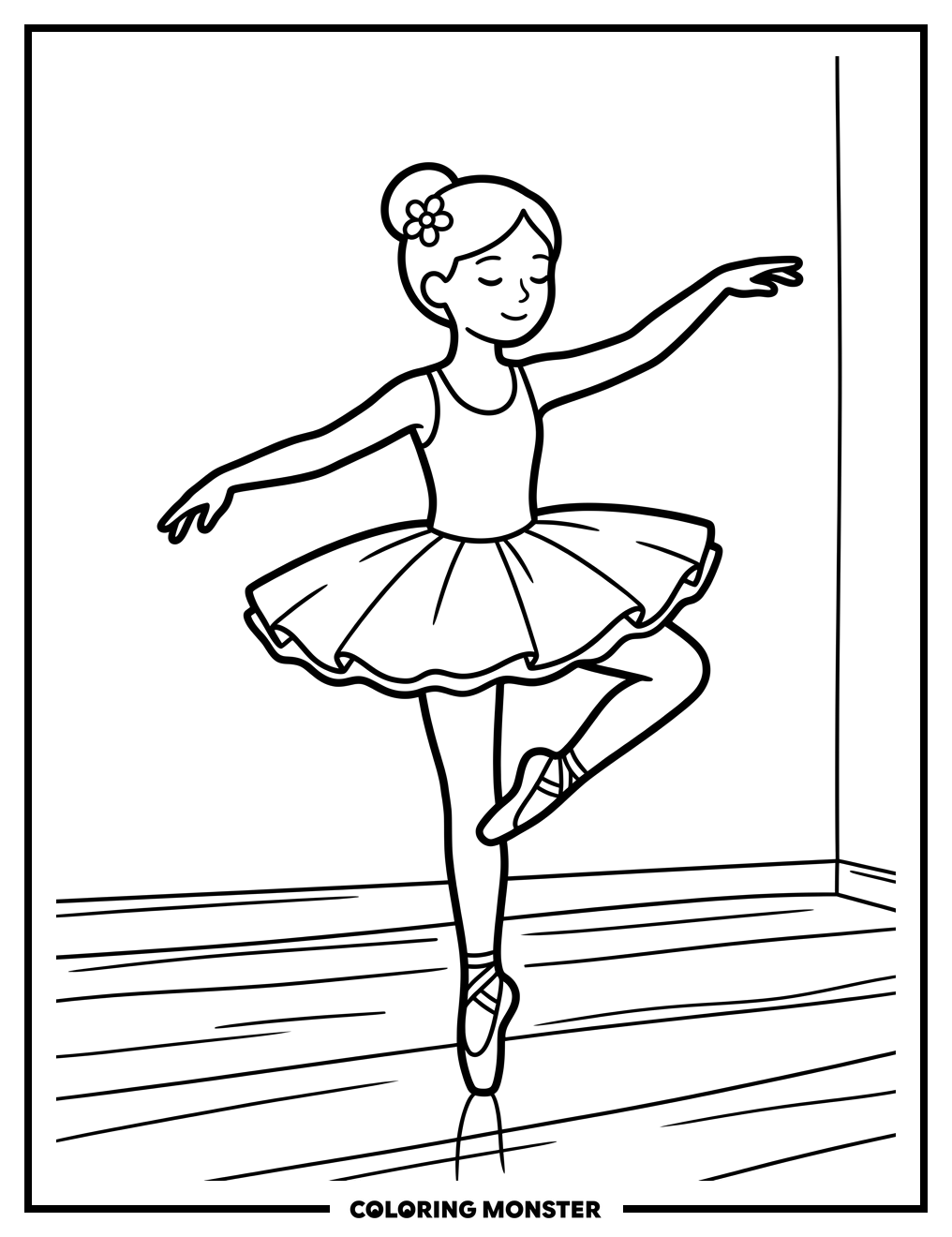 Ballerina Standing On Pointe Coloring Page