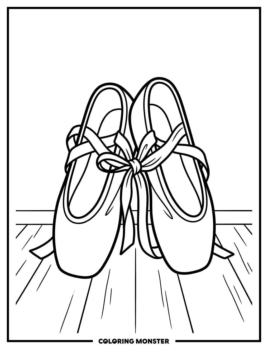 Ballet Slippers on Floor Coloring Page