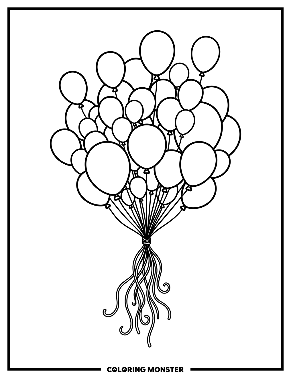 Balloons Floating Upwards Coloring Page
