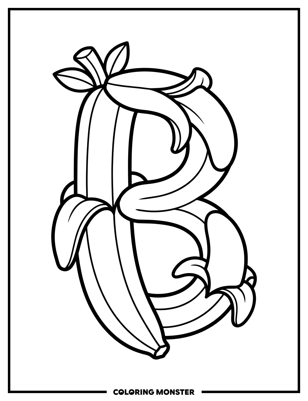 Banana Letter B Coloring Page