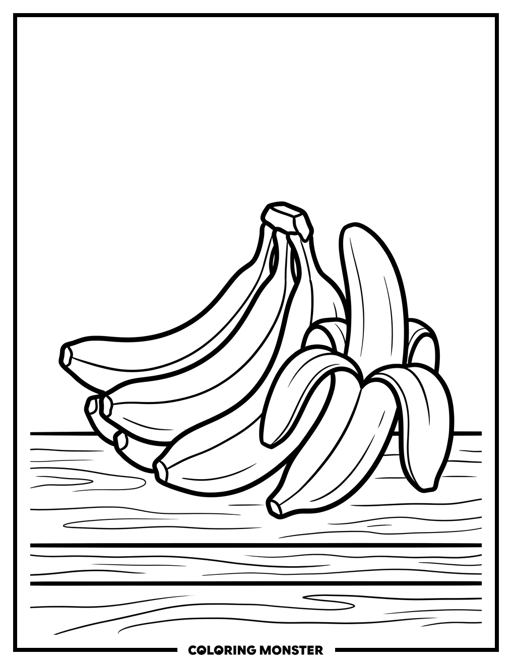 Bananas on a Surface Coloring Page