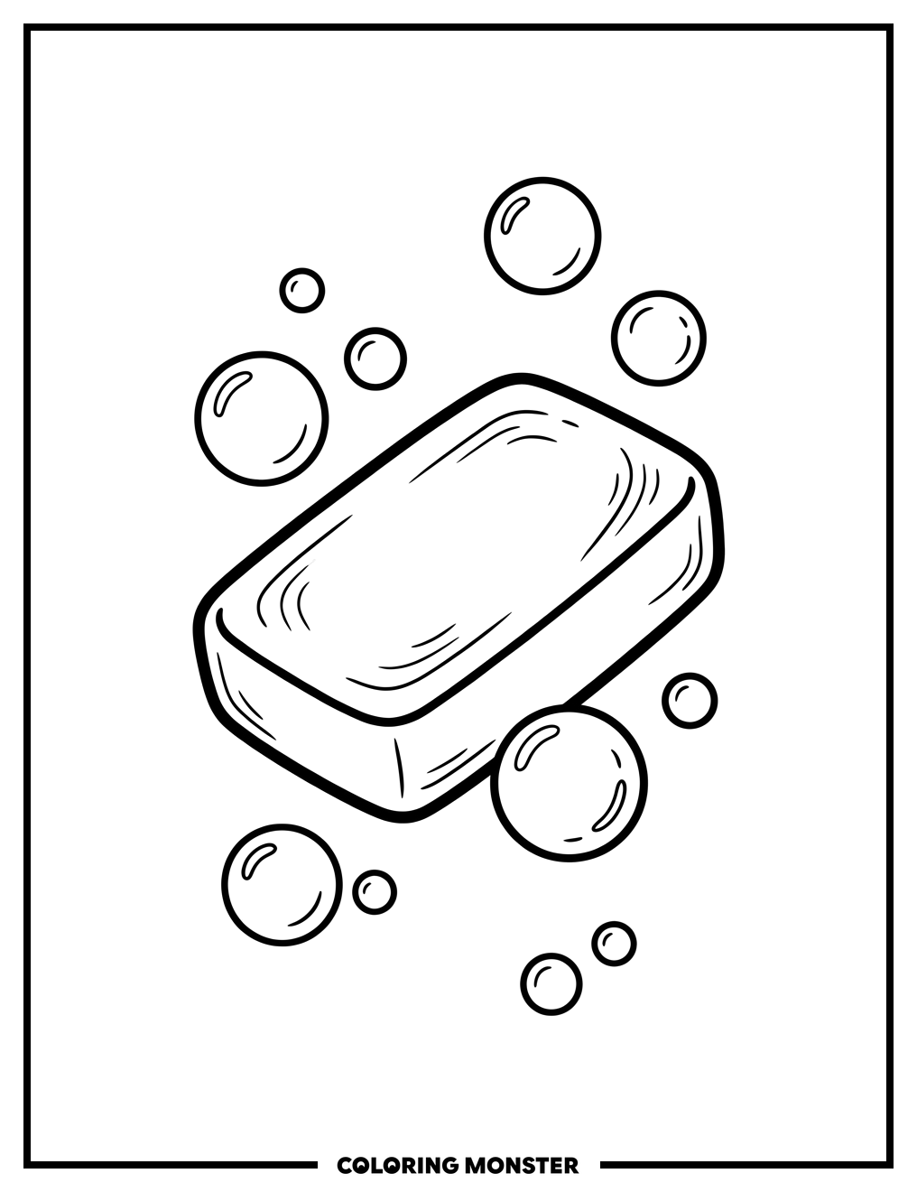 Bar of Soap with Bubbles Coloring Page