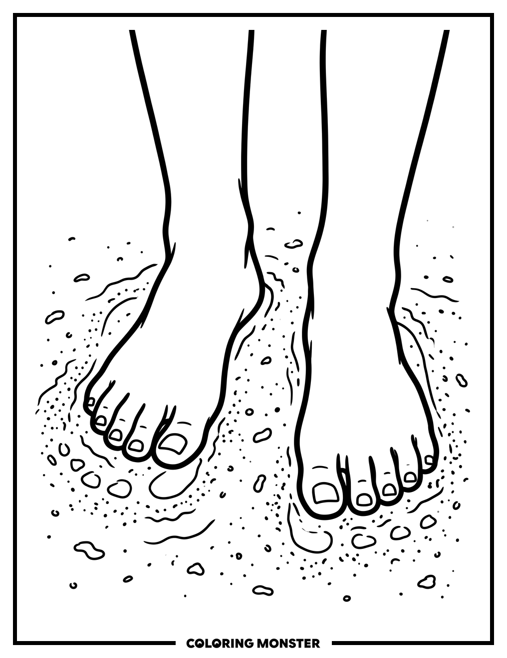 Bare Feet in Sand Coloring Page