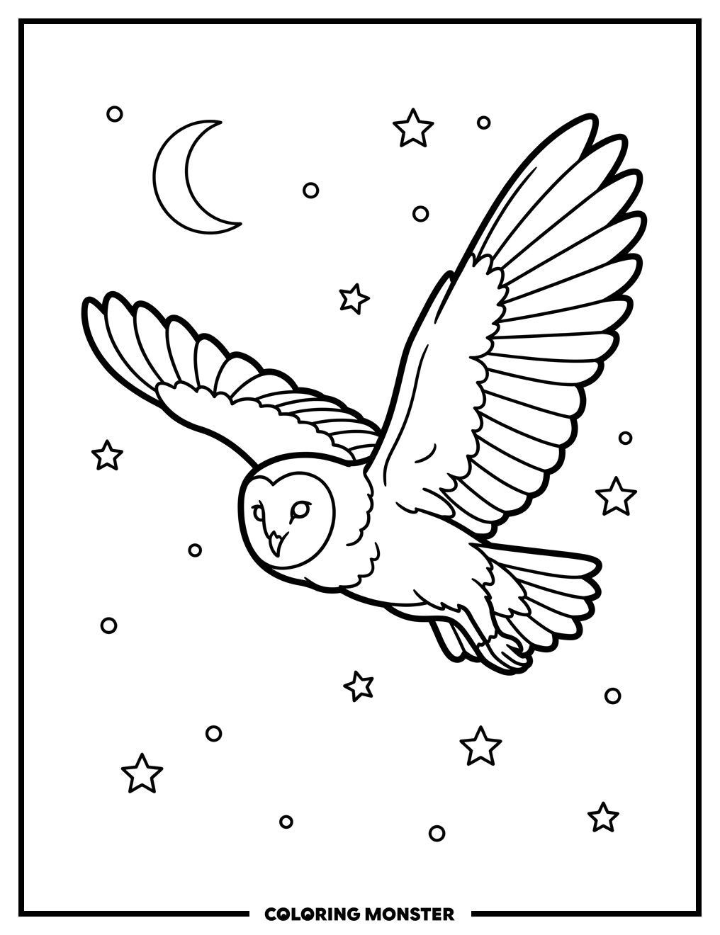 Barn Owl in Flight Coloring Page