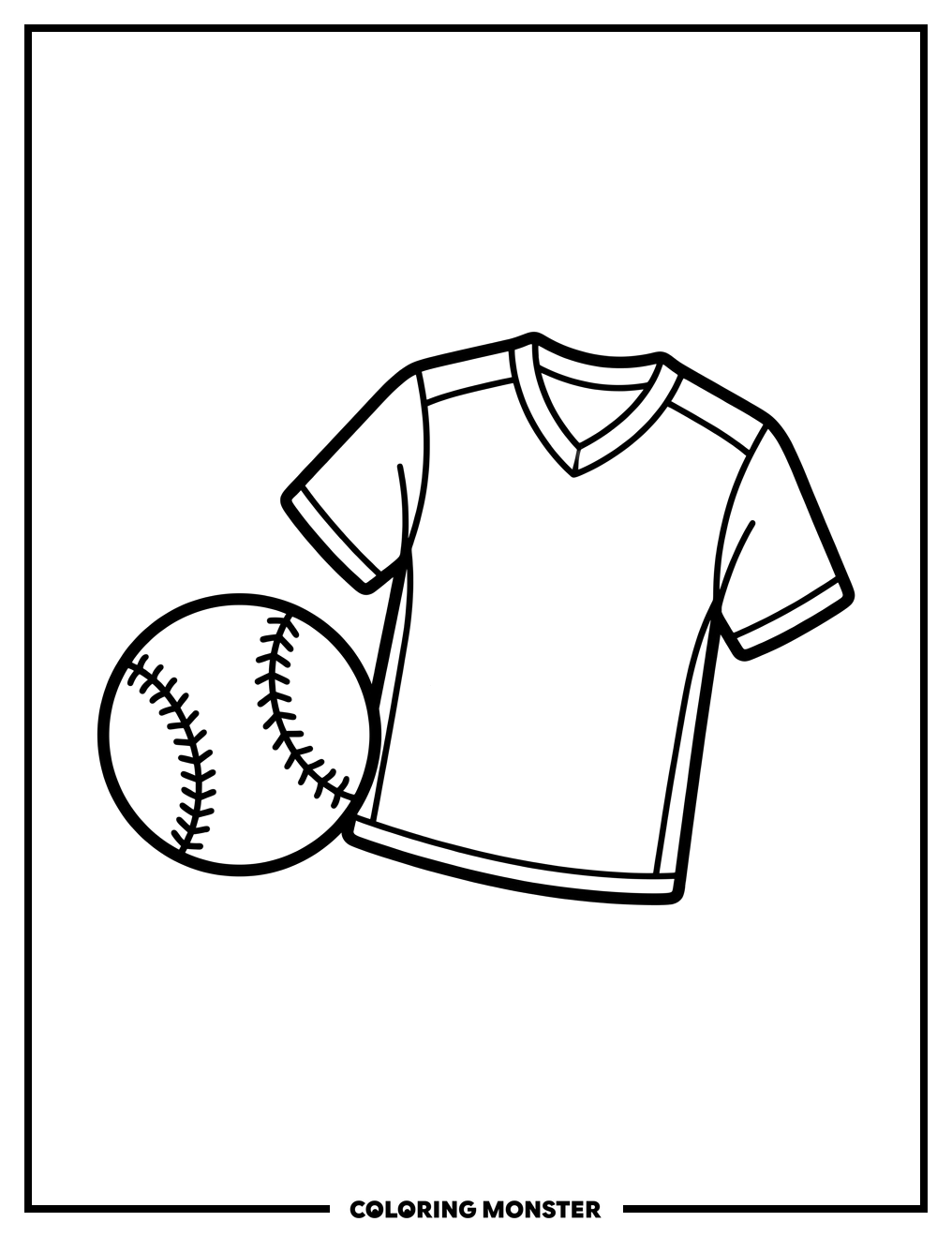 Baseball and Jersey Coloring Page