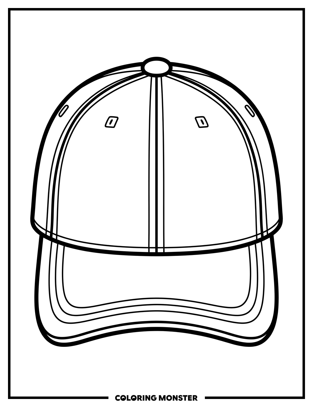 Baseball Cap From Front Coloring Page