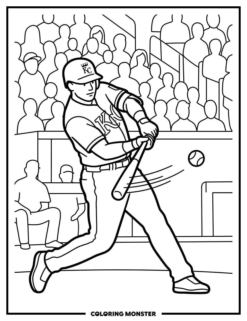 Baseball Player Swinging Bat Coloring Page