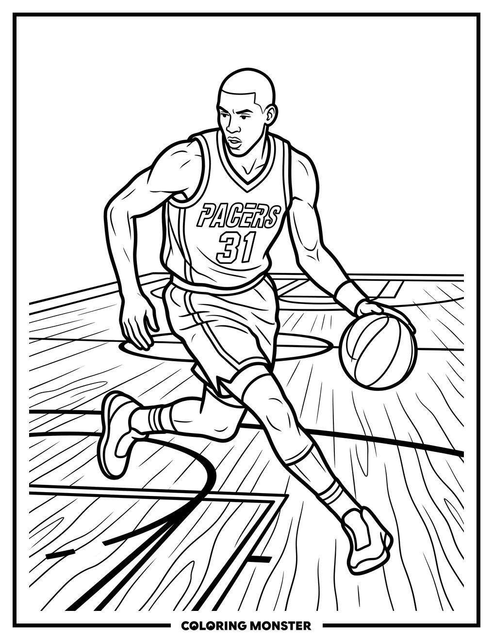 Basketball Player Dribbling Coloring Page