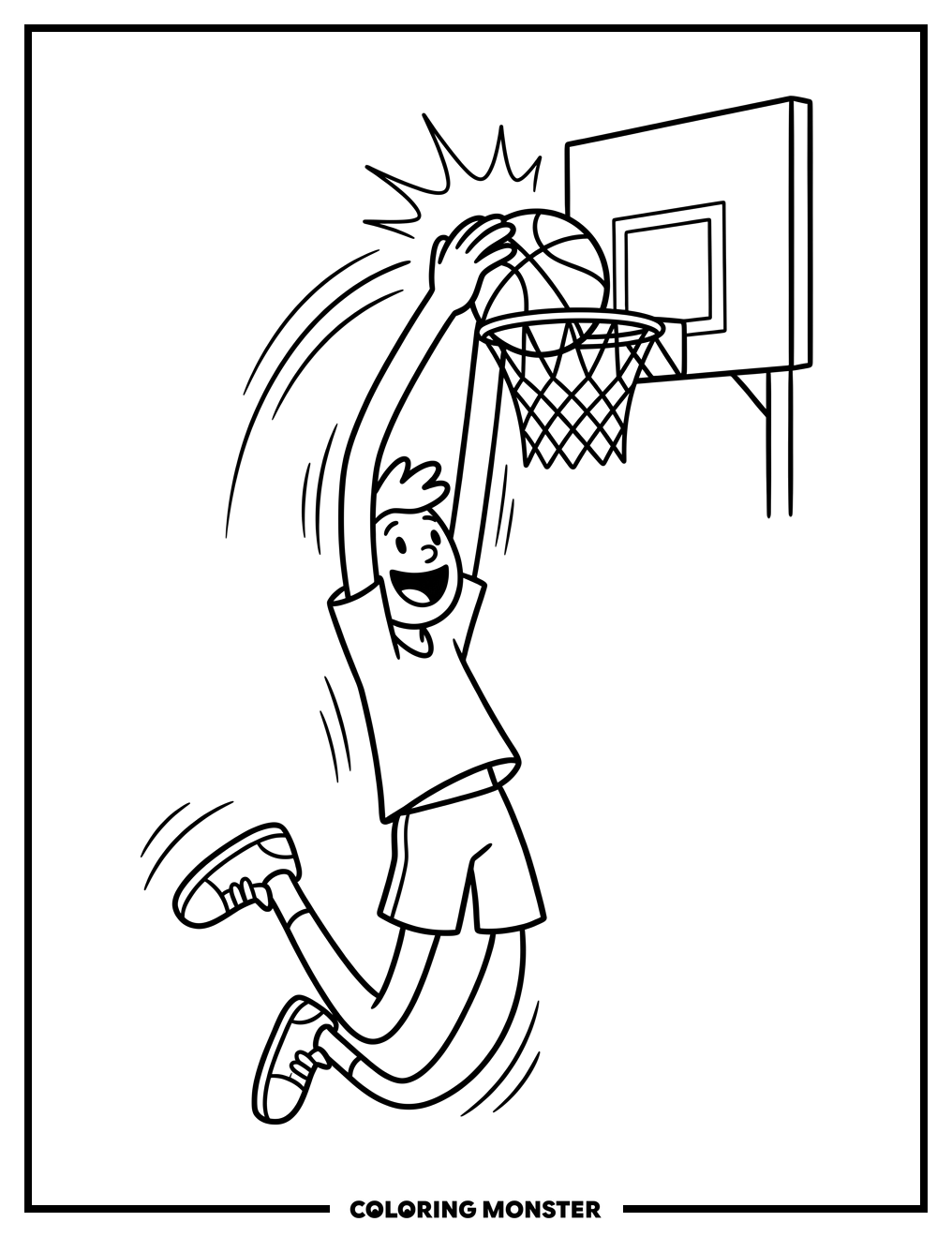 Basketball Player Dunking Coloring Page