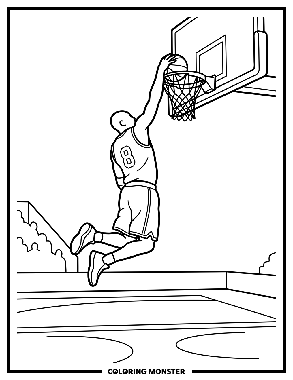 Basketball Player Dunking Coloring Page