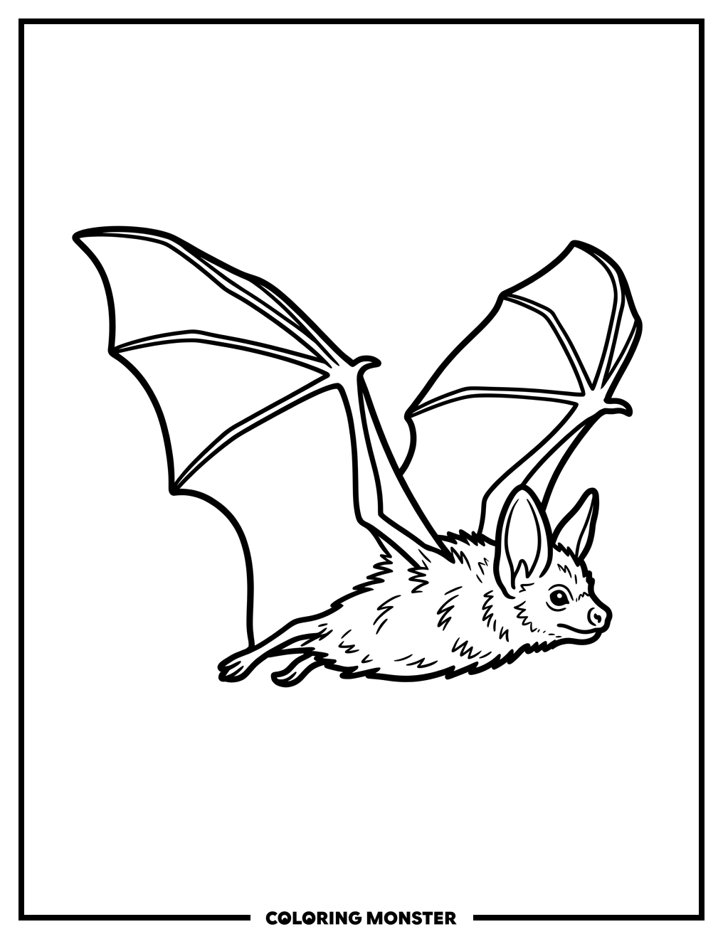 Bat in Flight Coloring Page