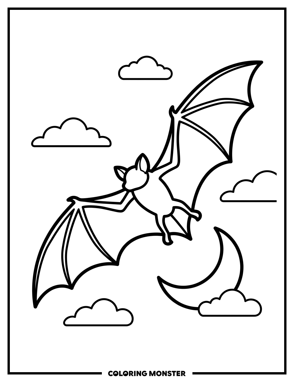Bat in Flight Coloring Page