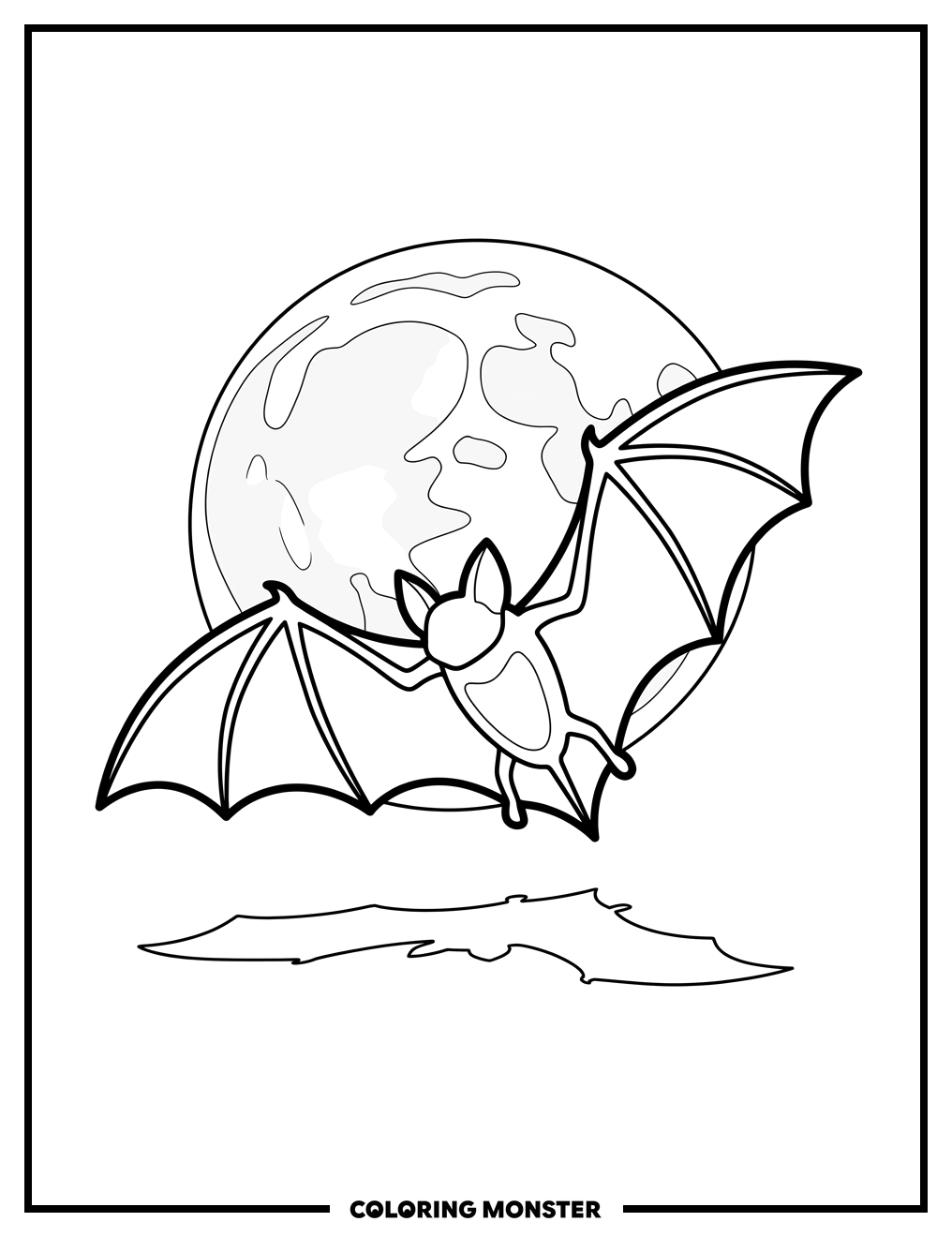 Bat Silhouetted Against Moon Coloring Page