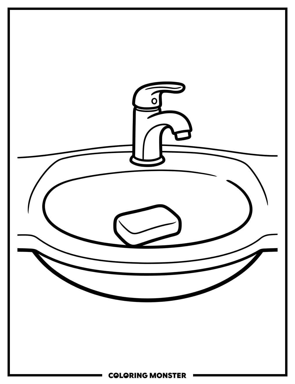 Bathroom Sink with Soap Coloring Page