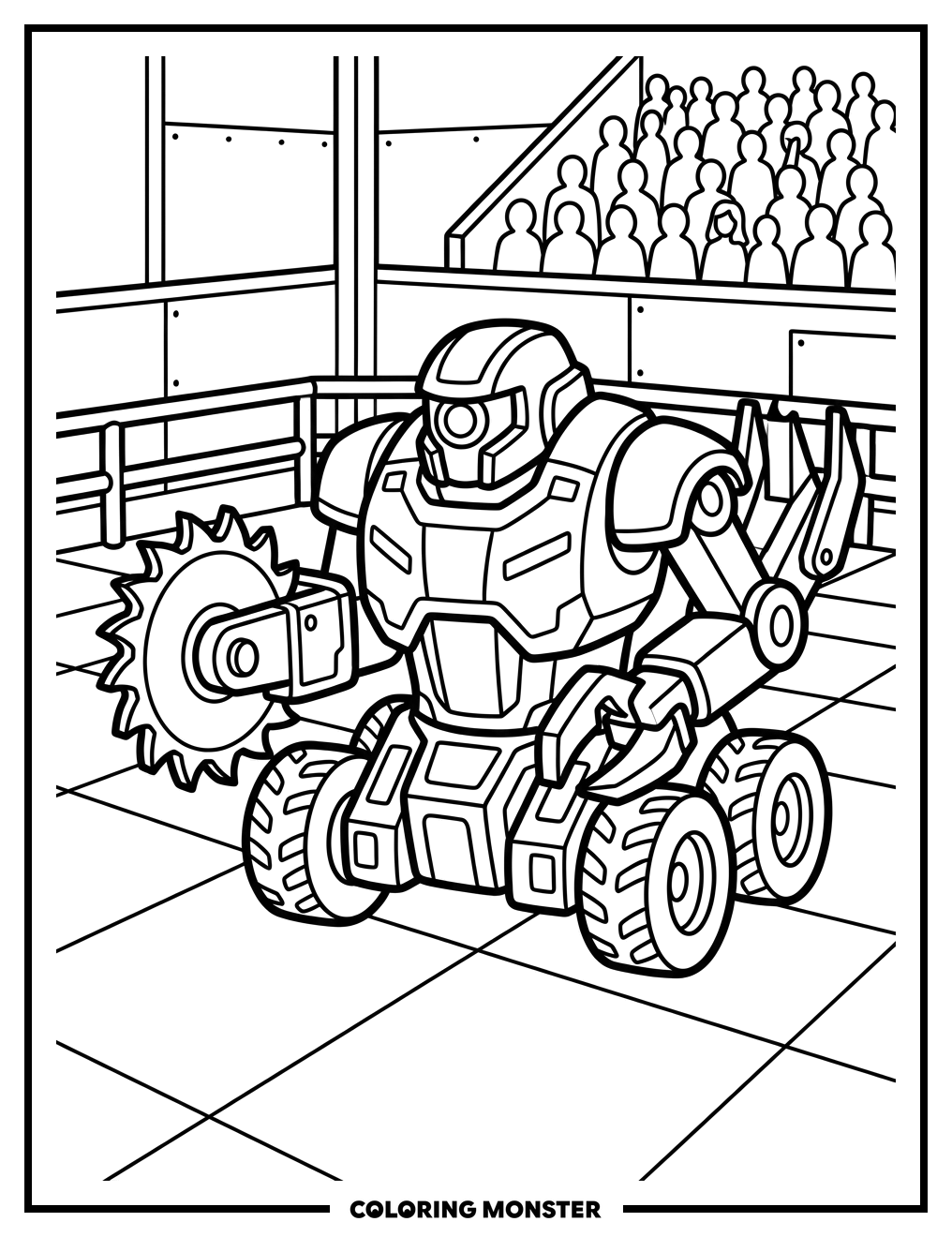 Battlebot in Fighting Arena Coloring Page