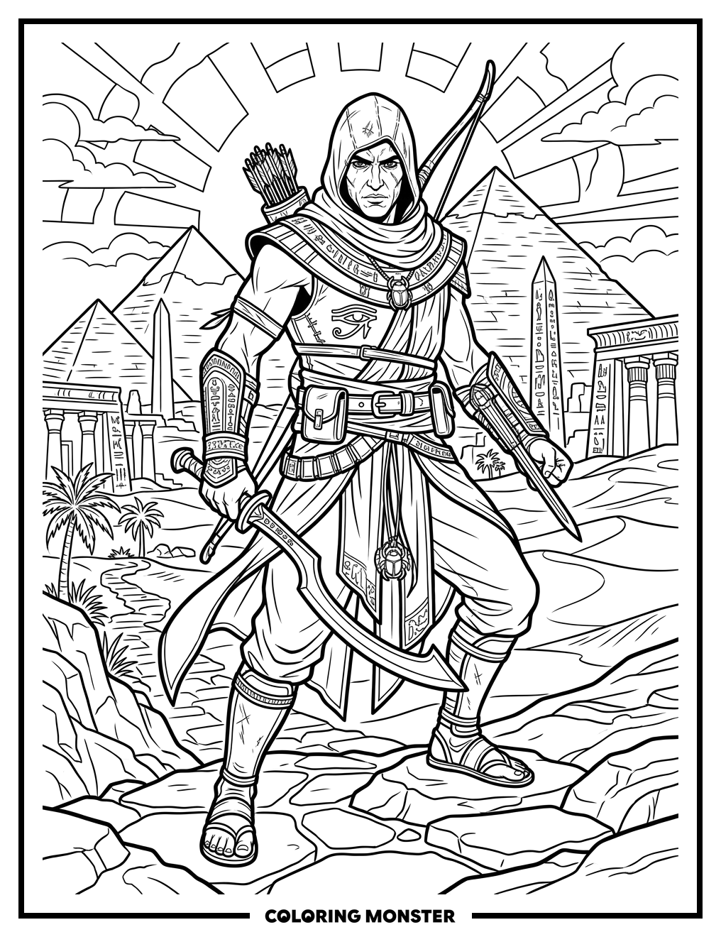 Bayek of Siwa in Ancient Egypt Coloring Page